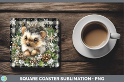 GorgeousWoodland Checker Christmas Square Coaster design.