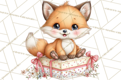 Christmas Woodland Animal PNG Kawaii Clipart Product Image 3