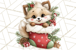 Christmas Woodland Animal PNG Kawaii Clipart Product Image 5