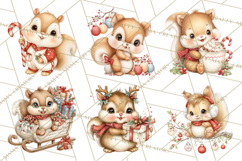 Christmas Woodland Animal PNG Kawaii Clipart Product Image 5
