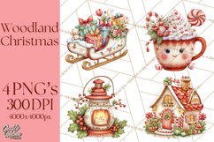 Christmas Woodland Animal PNG Kawaii Clipart Product Image 1