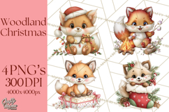 Christmas Woodland Animal PNG Kawaii Clipart Product Image 1