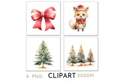 Woodland Christmas Illustrations Watercolor Clipart PNG