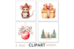 Woodland Christmas Illustrations Watercolor Clipart PNG