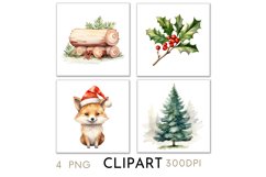 Woodland Christmas Illustrations Watercolor Clipart PNG