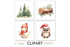 Woodland Christmas Illustrations Watercolor Clipart PNG