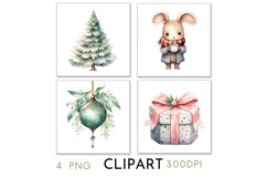 Woodland Christmas Illustrations Watercolor Clipart PNG