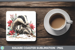 GorgeousWoodland Christmas Poinsettia Square Coaster design.