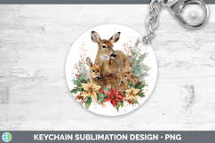 GorgeousWoodland Christmas Poinsettia Keychain design.
