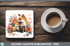 GorgeousWoodland Christmas Poinsettia Square Coaster design.