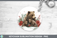 GorgeousWoodland Christmas Poinsettia Keychain design.