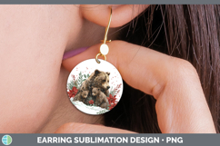 GorgeousWoodland Christmas Poinsettia Round Earrings design.