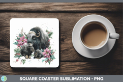 GorgeousWoodland Christmas Poinsettia Square Coaster design.