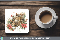 GorgeousWoodland Christmas Poinsettia Square Coaster design.