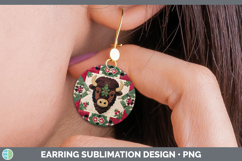 GorgeousWoodland Christmas Quilt Round Earrings design.