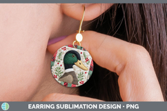 GorgeousWoodland Christmas Quilt Round Earrings design.