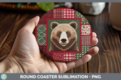 GorgeousWoodland Christmas Quilt Round Coaster design.