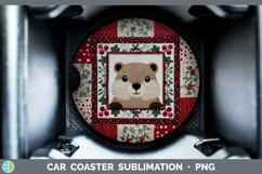 GorgeousWoodland Christmas Quilt Car Coaster design.