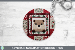 GorgeousWoodland Christmas Quilt Keychain design.