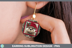 GorgeousWoodland Christmas Quilt Round Earrings design.