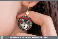 GorgeousWoodland Christmas Quilt Round Earrings design.