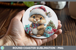 GorgeousWoodland Christmas Santa Round Coaster design.