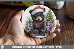 GorgeousWoodland Christmas Santa Round Coaster design.
