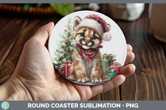 GorgeousWoodland Christmas Santa Round Coaster design.