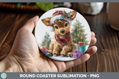 GorgeousWoodland Christmas Santa Round Coaster design.