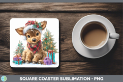 GorgeousWoodland Christmas Santa Square Coaster design.