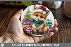 GorgeousWoodland Christmas Santa Round Coaster design.