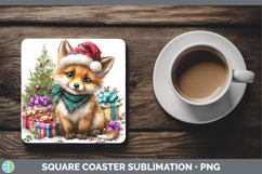 GorgeousWoodland Christmas Santa Square Coaster design.