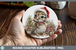 GorgeousWoodland Christmas Santa Round Coaster design.
