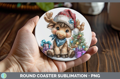 GorgeousWoodland Christmas Santa Round Coaster design.