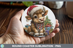 GorgeousWoodland Christmas Santa Round Coaster design.