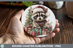 GorgeousWoodland Christmas Santa Round Coaster design.