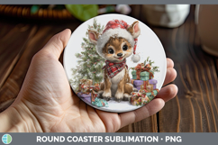 GorgeousWoodland Christmas Santa Round Coaster design.