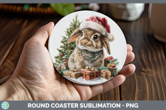 GorgeousWoodland Christmas Santa Round Coaster design.