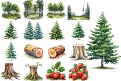 Woodland Clipart Watercolor PNG Bundle