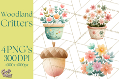 Cozy Woodland Animals Clipart, Baby Forest Creatures PNG Product Image 1