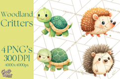 Cozy Woodland Animals Clipart, Baby Forest Creatures PNG Product Image 1