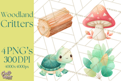Cozy Woodland Animals Clipart, Baby Forest Creatures PNG Product Image 1