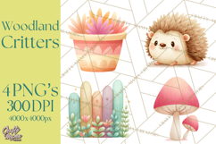 Cozy Woodland Animals Clipart, Baby Forest Creatures PNG Product Image 1