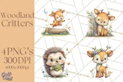 Whimsical Woodland Animals Clipart PNG, Cute Forest Creature Product Image 1