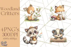 Whimsical Woodland Animals Clipart PNG, Cute Forest Creature Product Image 1
