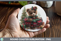 GorgeousWoodland Cute Christmas Round Coaster design.