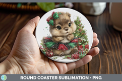 GorgeousWoodland Cute Christmas Round Coaster design.