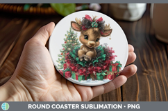 GorgeousWoodland Cute Christmas Round Coaster design.