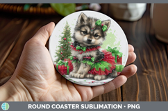 GorgeousWoodland Cute Christmas Round Coaster design.