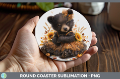 GorgeousWoodland Cute Thanksgiving Round Coaster design.